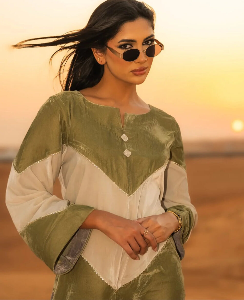 Heavenly - Multicolor Velvet Kaftan Style Long Shirt
