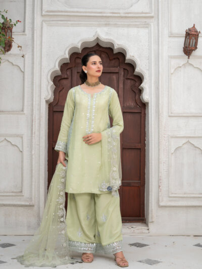 Moonlight - Pista Embroidered 3-Piece Festive Ensemble
